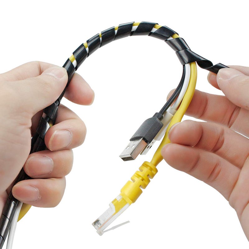 XHF 65FT XHF 4mm(Wrapping Range:1.5mm-10mm) Spiral Cable Wrap Cord for Computer Electrical Wire Organizer Sleeve Hose RoHS Black - Image 5